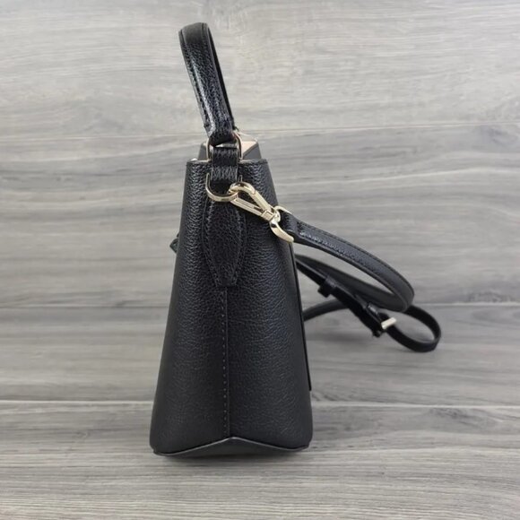 Euc Kate Spade Southport Ave Hanna Black Leather Crossbody Bag Bucket Handbag - Picture 3 of 11